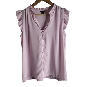 Ann Taylor Light Pink Ruffle Blouse